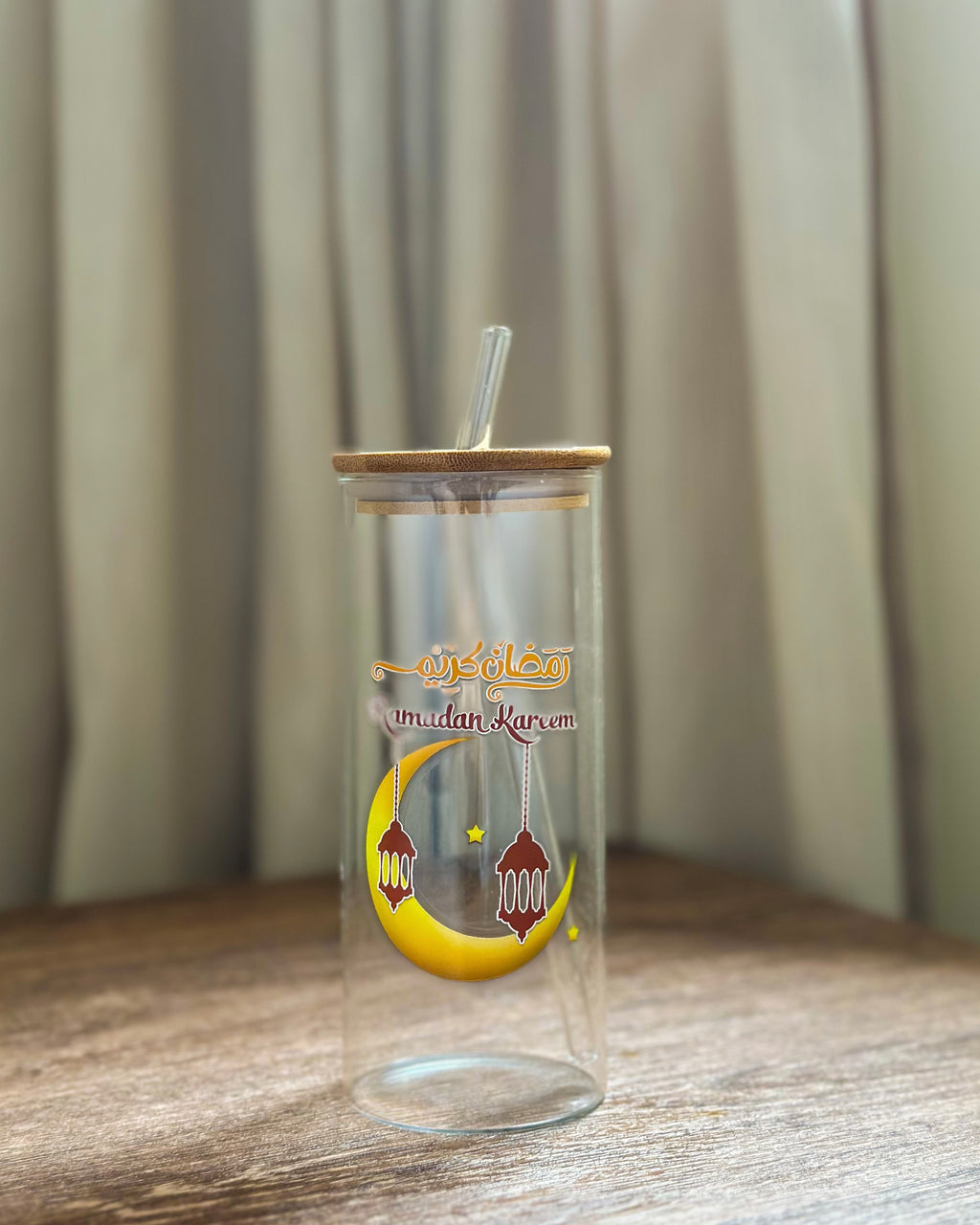Ramadan Glass Cup With Straw
