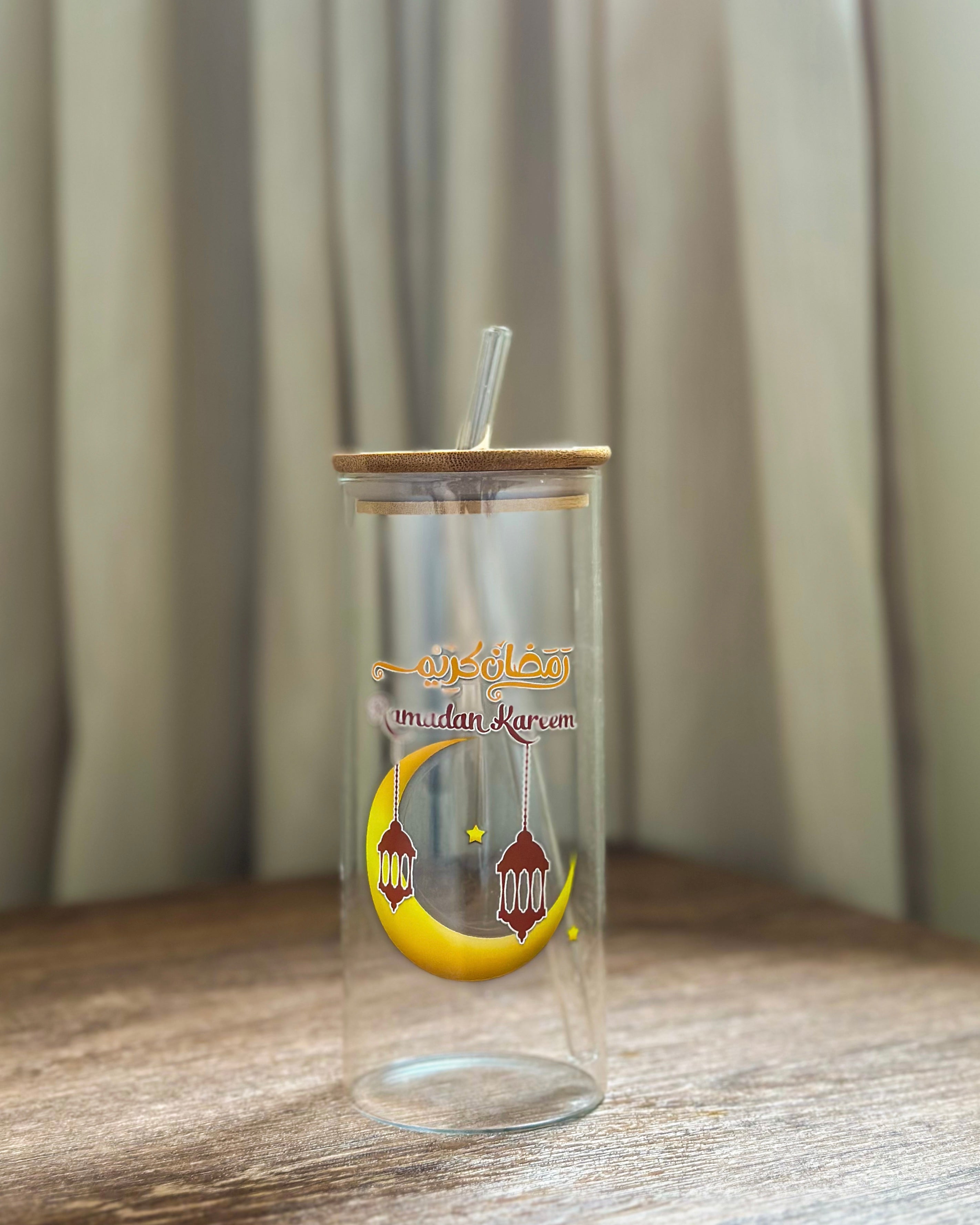 Ramadan Glass Cup With Straw