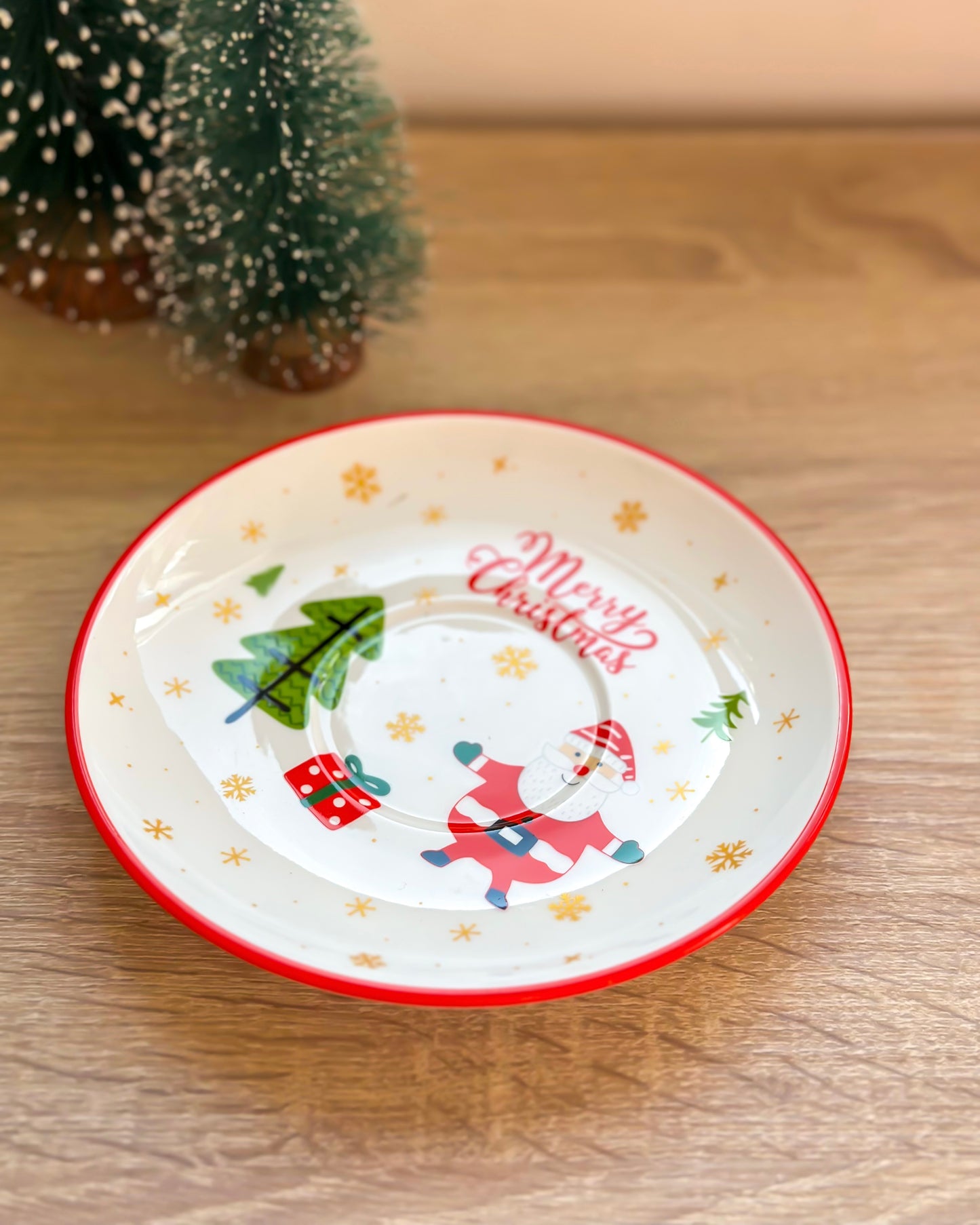 Christmas Cup With Saucer & Gold Spoon