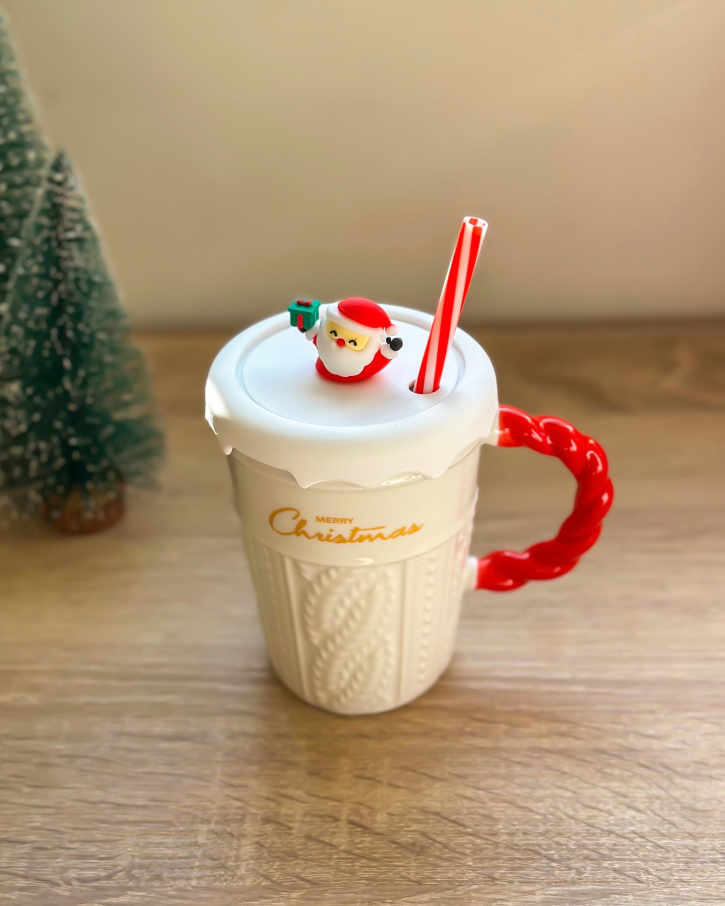 Christmas Cup With Lid & Straw
