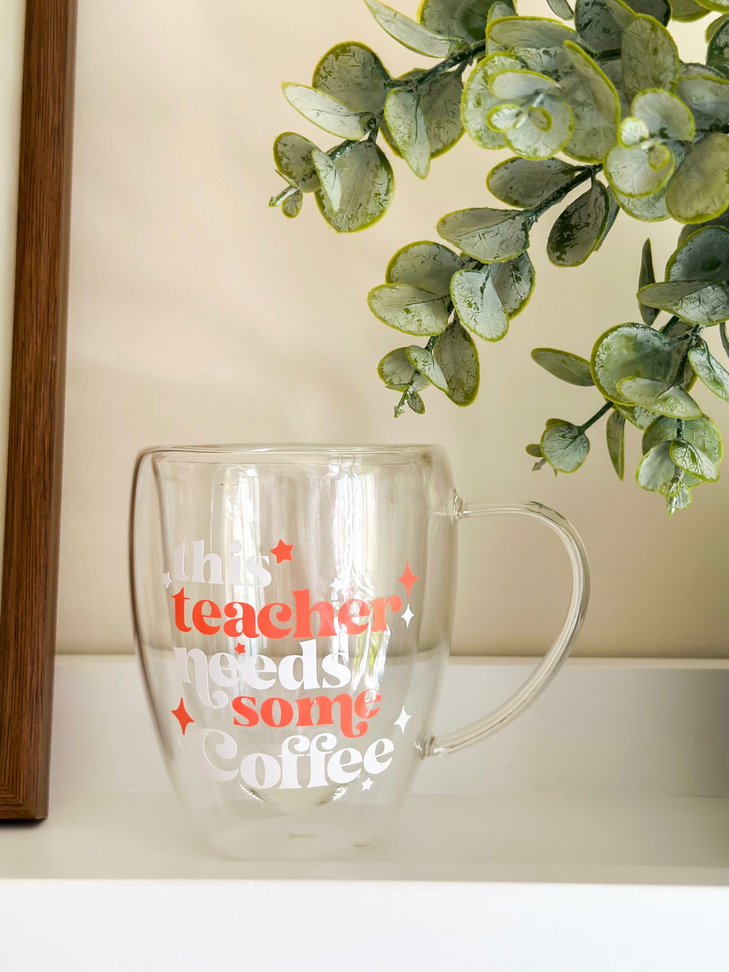 “This Teacher Needs Some Coffee" Double Glass Cup