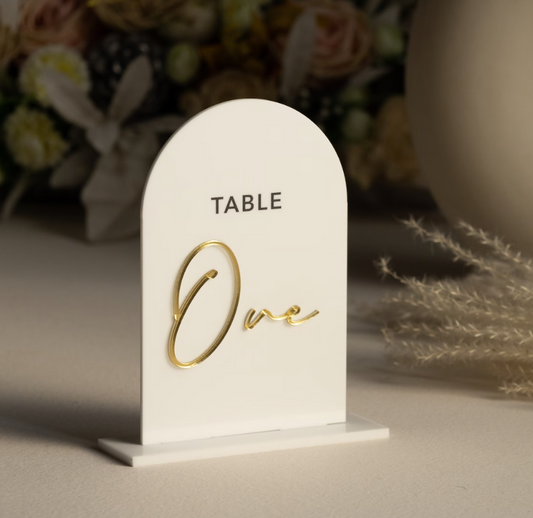 Colored Arched Wedding Table Number Sign with 3D Number