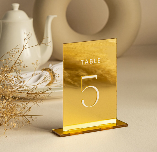 Gold Wedding Table Number Sign