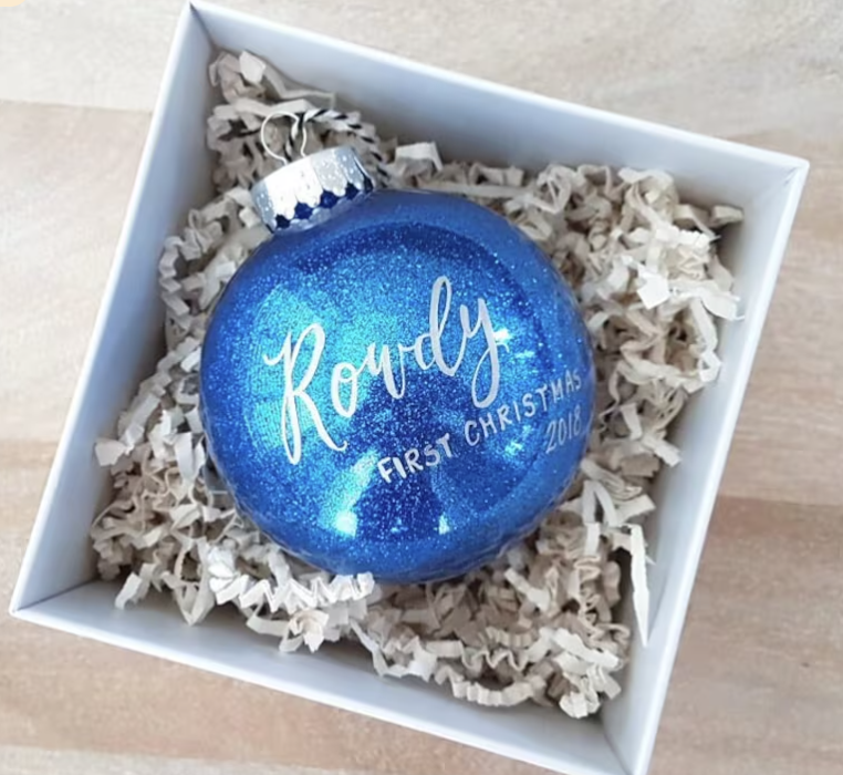 Custom Text Glitter Christmas Bauble