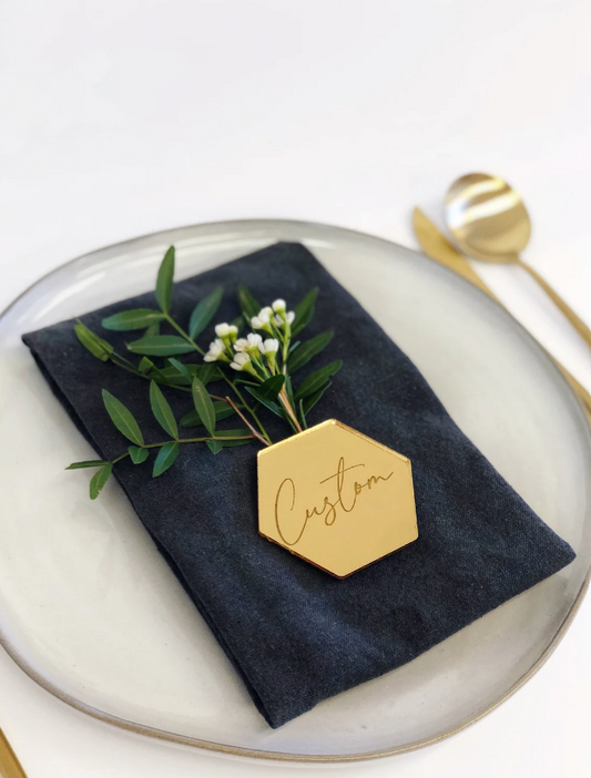 Gold Wedding Place Setting -  Hexagon