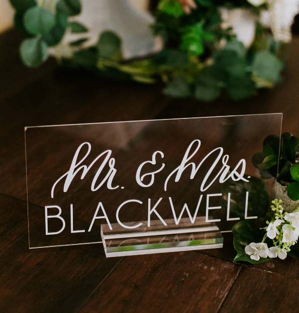 Clear Wedding Top Table Sign