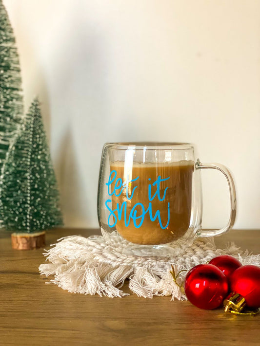 "Let it snow" Double Glass Cup