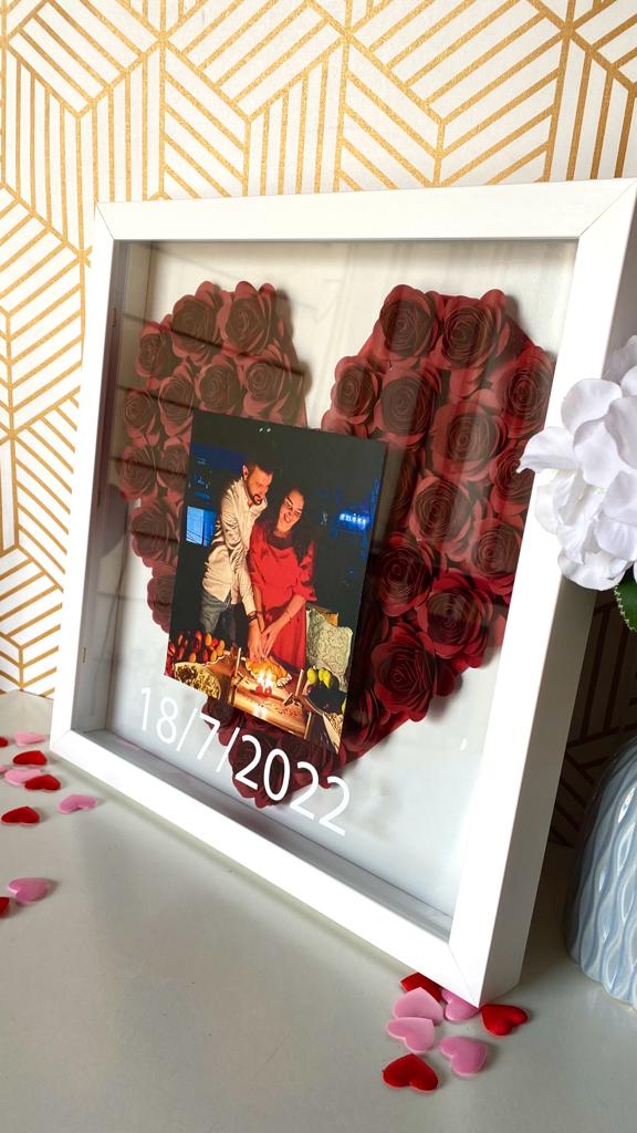 Photo Red Heart Handmade Paper Flower Box