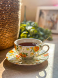 Yellow Vintage Floral Ceramic Tea Cup