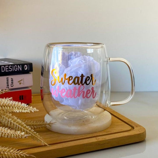 "Sweater Weather" Double Glass Cup