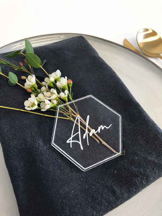 Clear Wedding Place Setting -  Hexagon