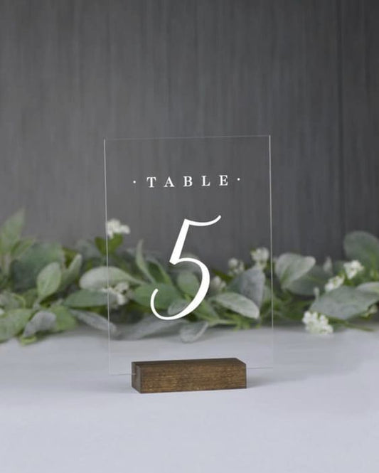 Clear Wedding Table Number Sign