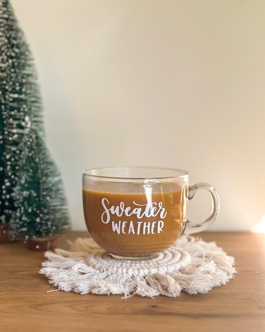 "Sweater Weather" Glass Mug