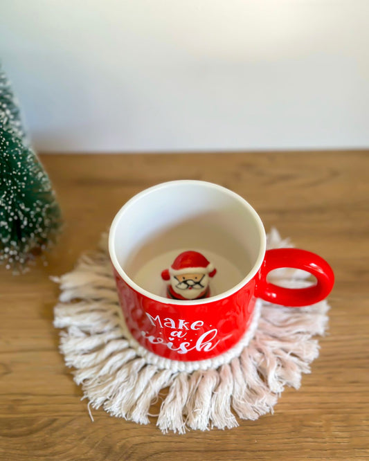 "Make A Wish" Santa Christmas Ceramic Cup