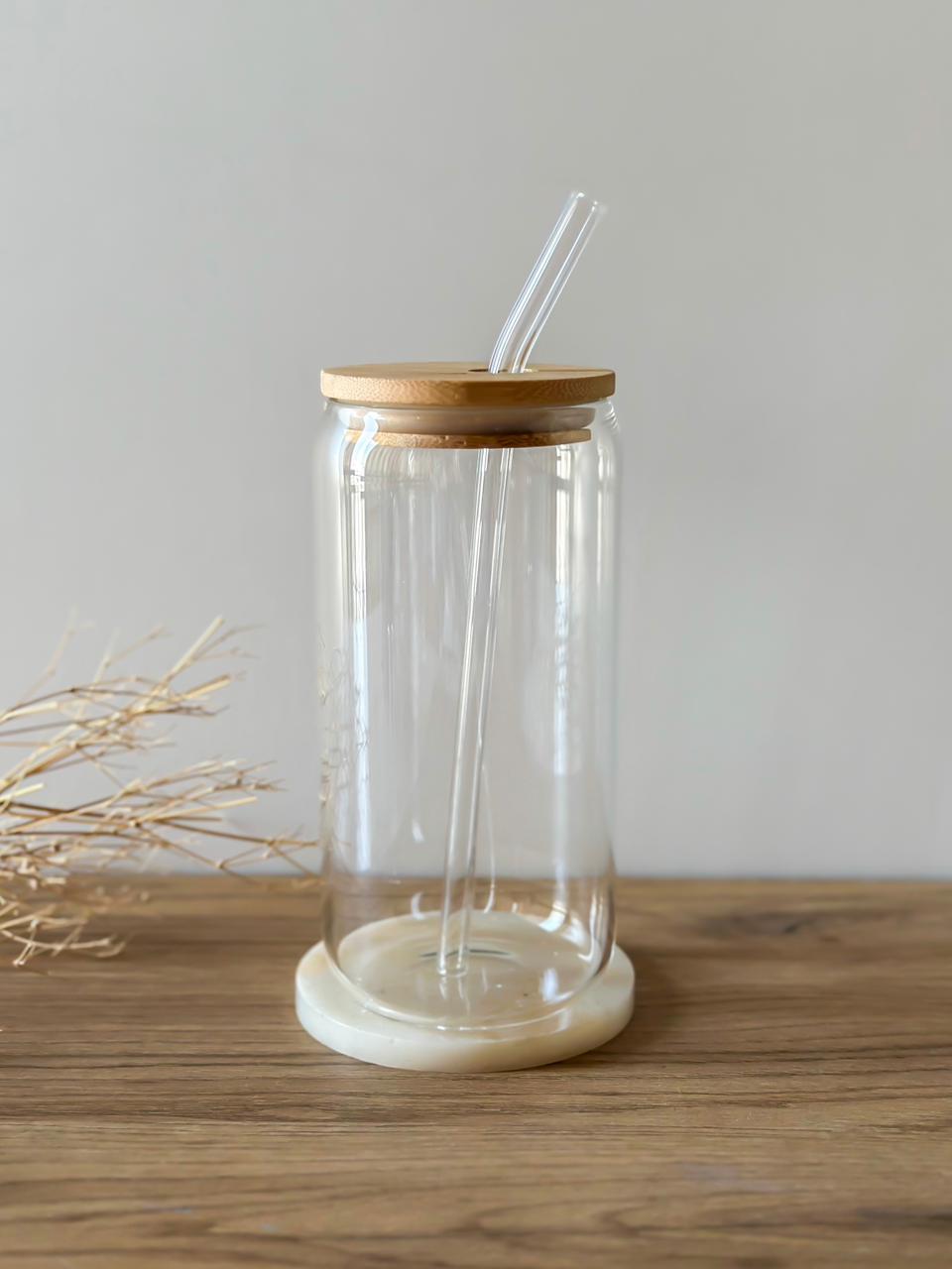 Clear Glass Cup With Straw