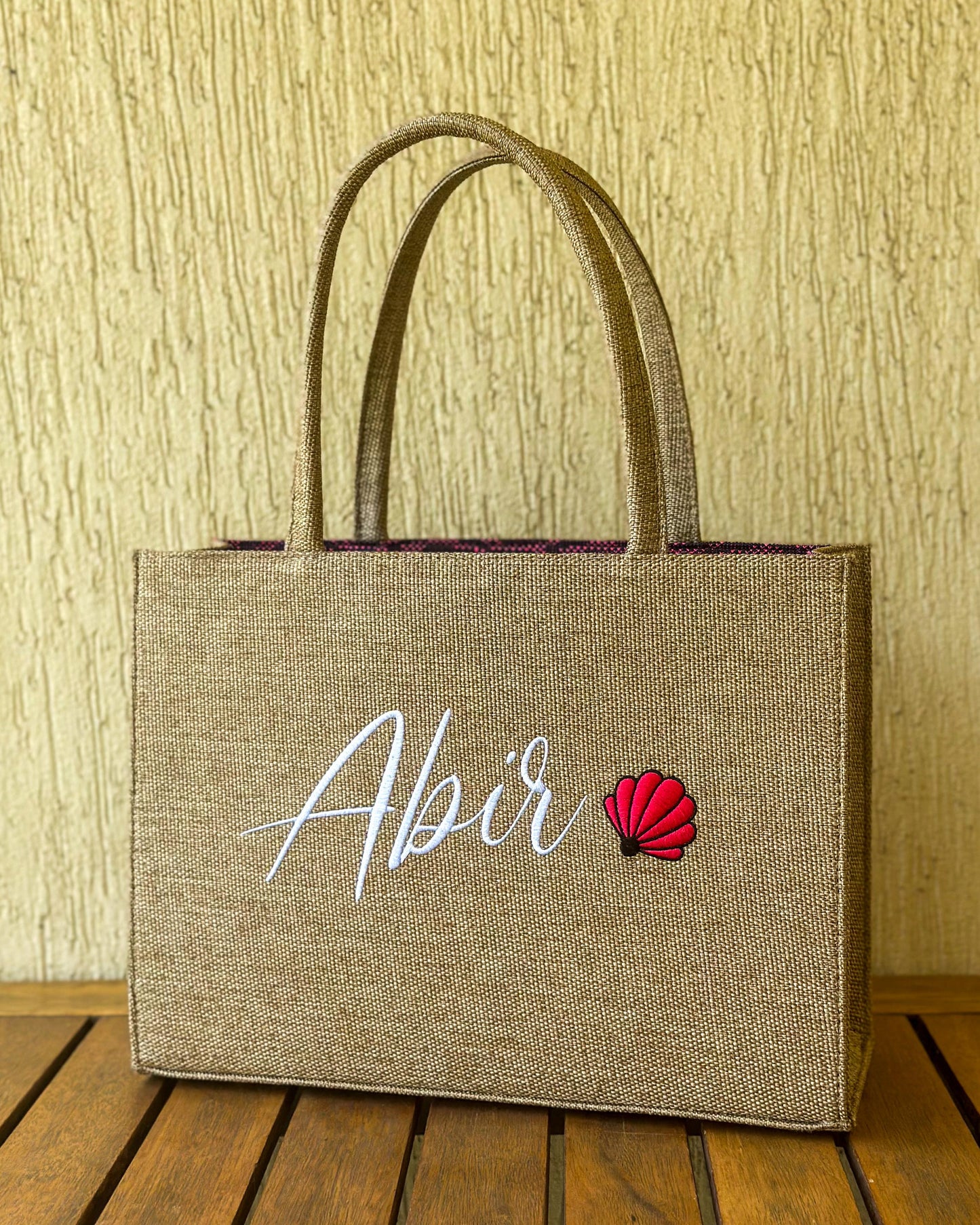 Custom Name Embroidered Beach Tote Bag