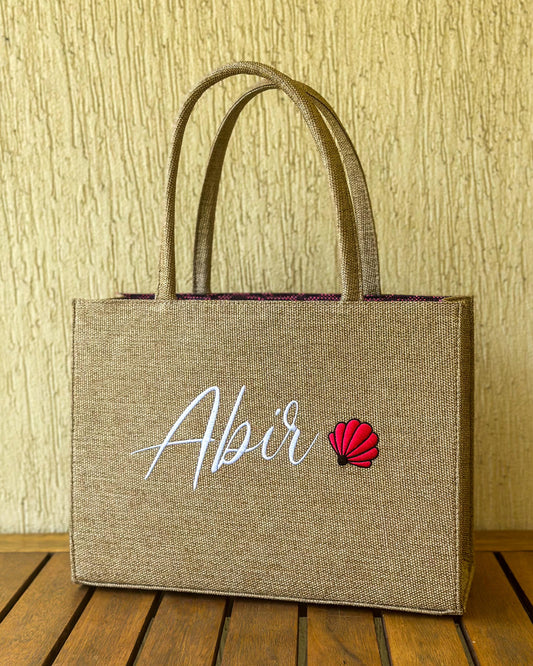Custom Name Embroidered Beach Tote Bag