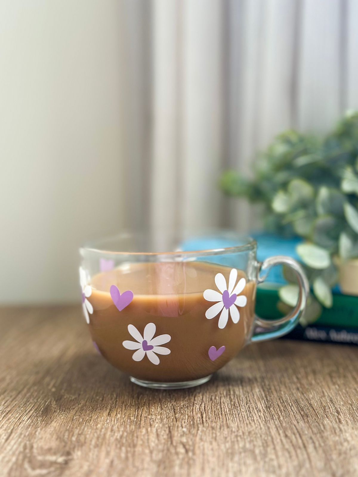 Floral Lilac Glass Cup