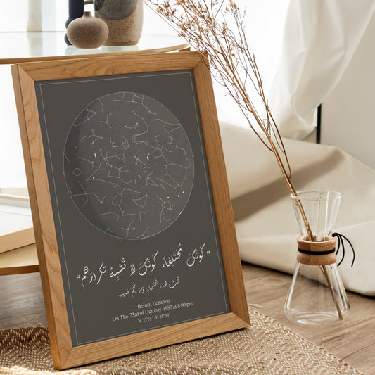 Black Birthday Starmap Frame