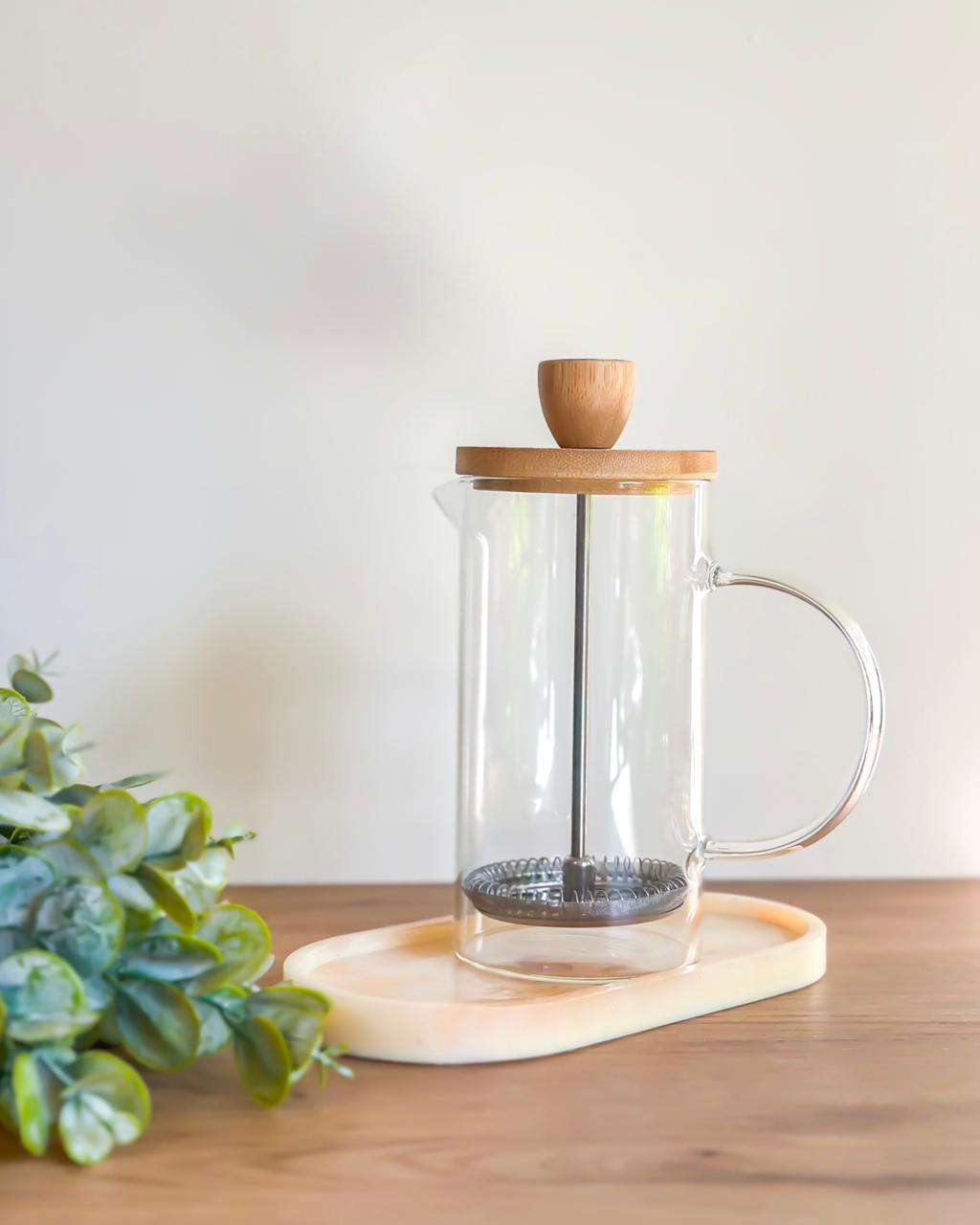 Crystal Brew - Premium Glass French Press With Bamboo Lid