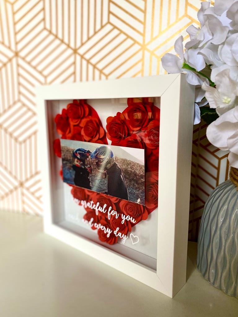 Photo Red Heart Handmade Paper Flower Box