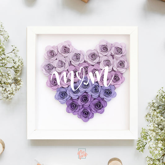 Purple Ombré Heart Handmade Paper Flower Box