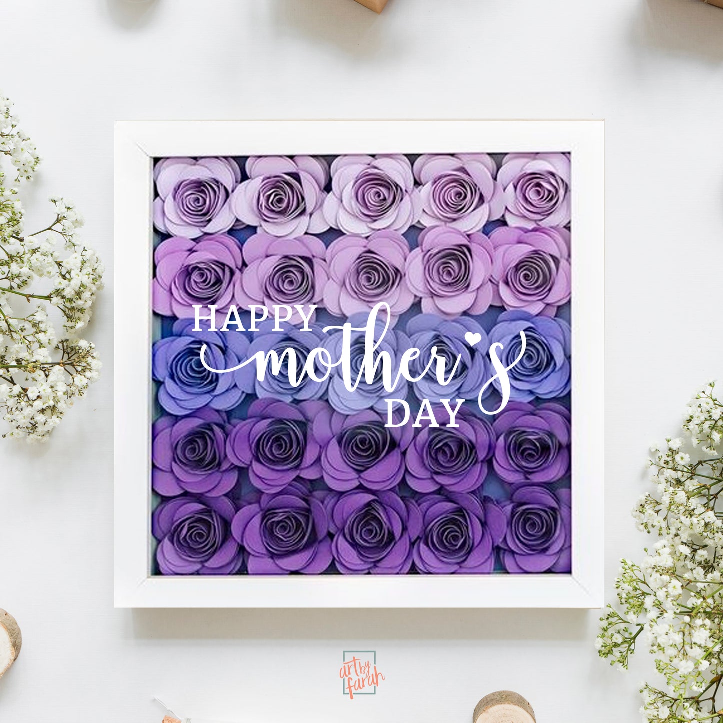 Purple Ombré Handmade Paper Flower Box