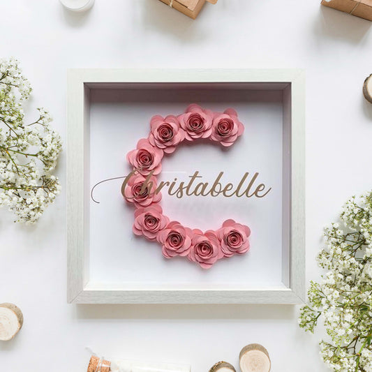 Custom Name & Initial  Handmade Paper Flower Box