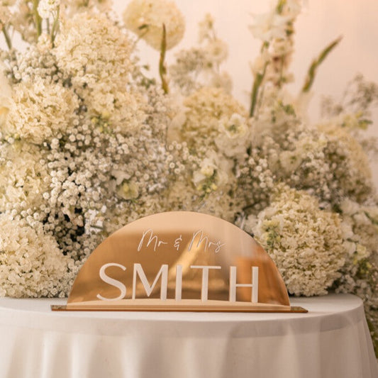 Gold Arched Wedding Top Table Sign